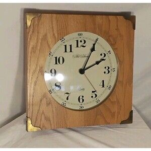 Vintage Original New Haven Quartz Wood Wall Clock 13x13x2.5